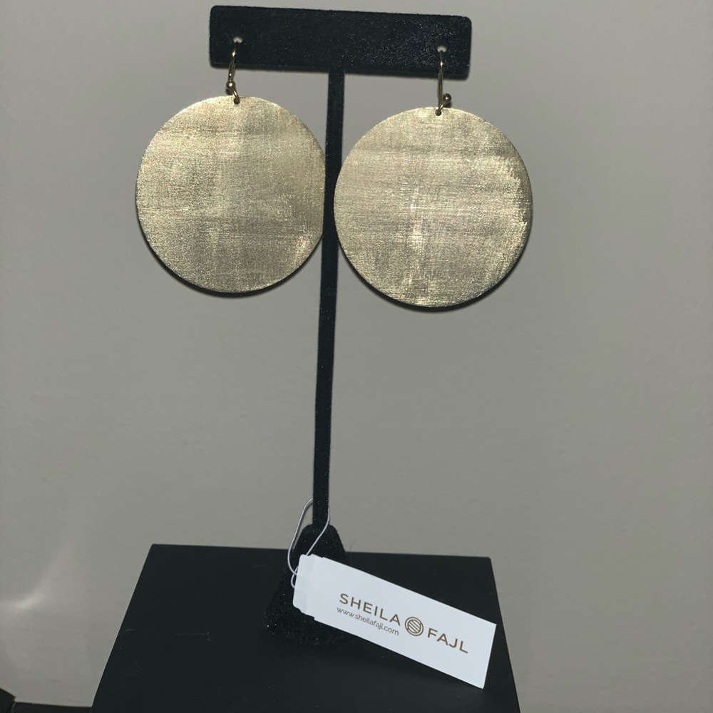 SHEILA FAJL 18kPlated Large Drop Disc Earrings